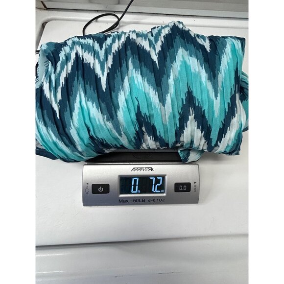 Only Necessities Womens L gauzy Pleated Oversized Blue Zigzag Pattern Shirt - Picture 9 of 9